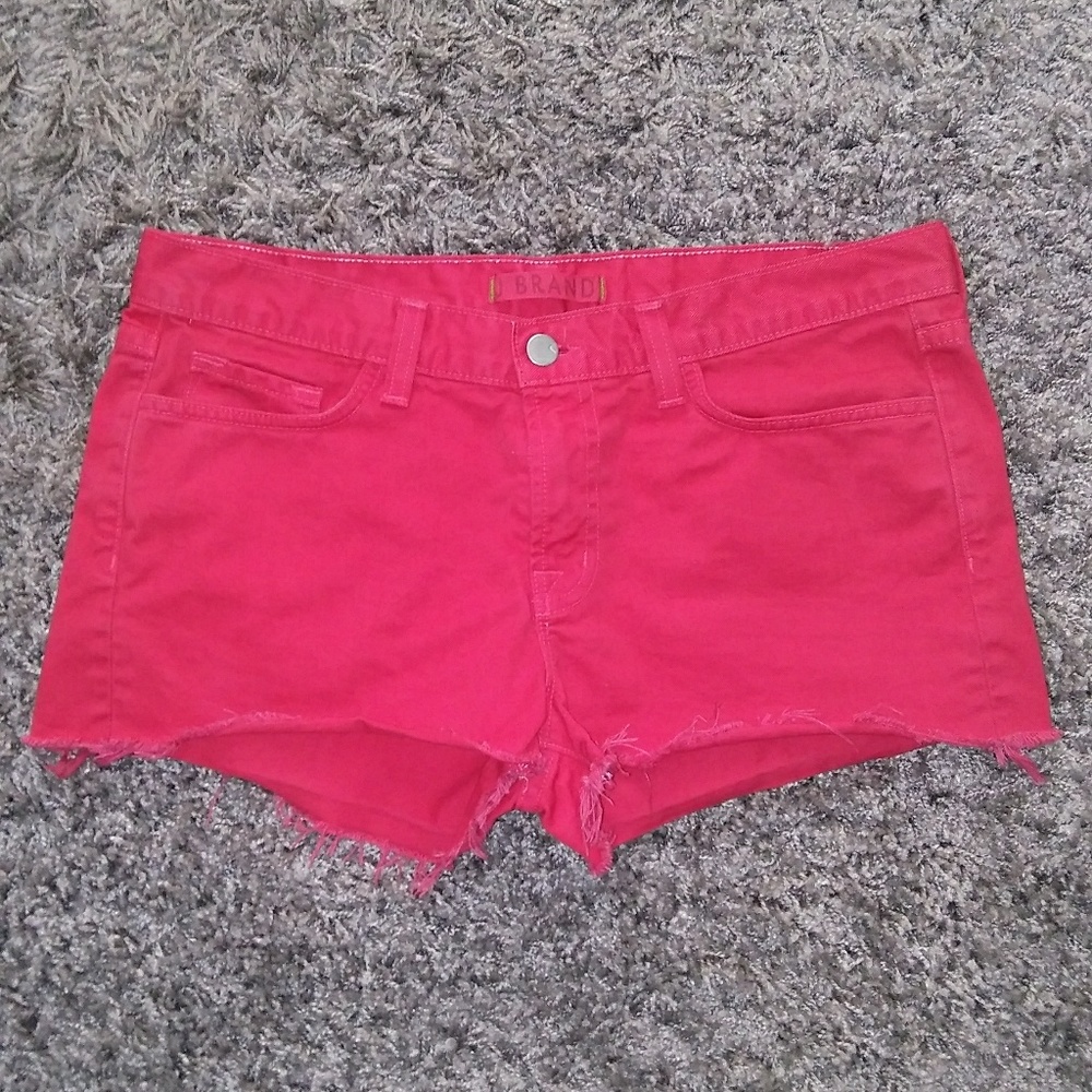 J BRAND Bright Red Cut-Off Shorts